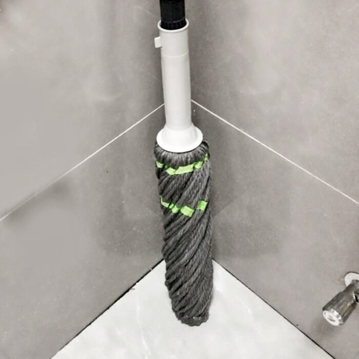 SELF SQUEEZING OR TWISTING SPIN ROTATING COTTON PAD MOP(GREY AND GREEN COLOR) - Image 4