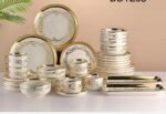 32PC HIGH QUALITY LUXURYNORDIC PORCELAIN WHITE/GOLD CERAMIC DINNER WARE SET - Image 3