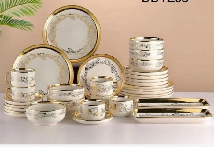 32PC HIGH QUALITY LUXURYNORDIC PORCELAIN WHITE/GOLD CERAMIC DINNER WARE SET - Image 3