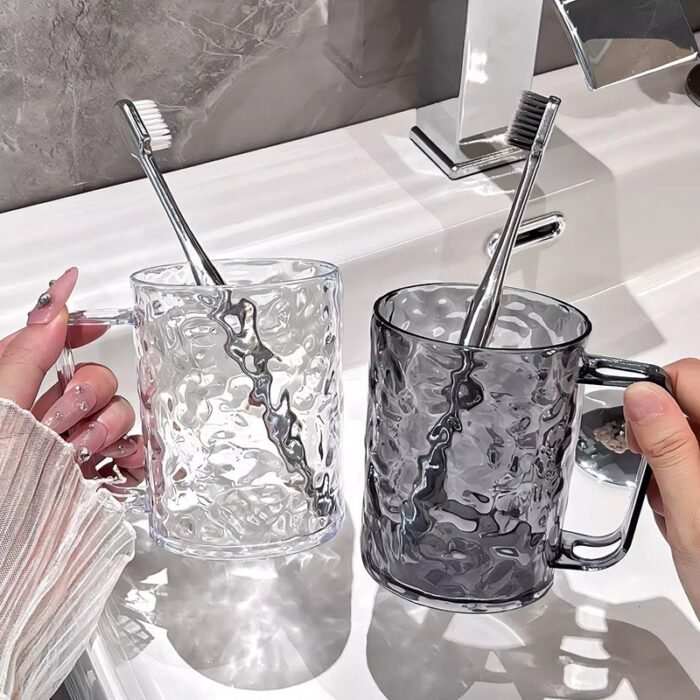 (ON SALES) Glacier Pattern Mouthwash Cup Light Luxury Home Water Wave Pattern Wash Children's Toothpaste Cup Transparent Toothbrush Mug DESIGN 2 - Image 3