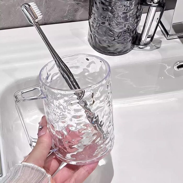 (ON SALES) Glacier Pattern Mouthwash Cup Light Luxury Home Water Wave Pattern Wash Children's Toothpaste Cup Transparent Toothbrush Mug DESIGN 2 - Image 5