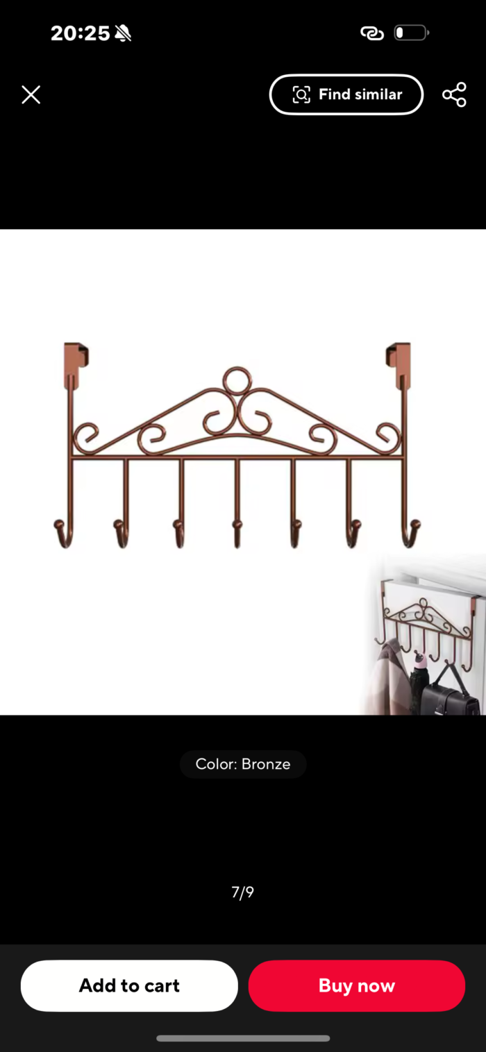 7 SLOT OVER THE DOOR MULTIPURPOSE WALL HANGER/HOOK 2026 - Image 2