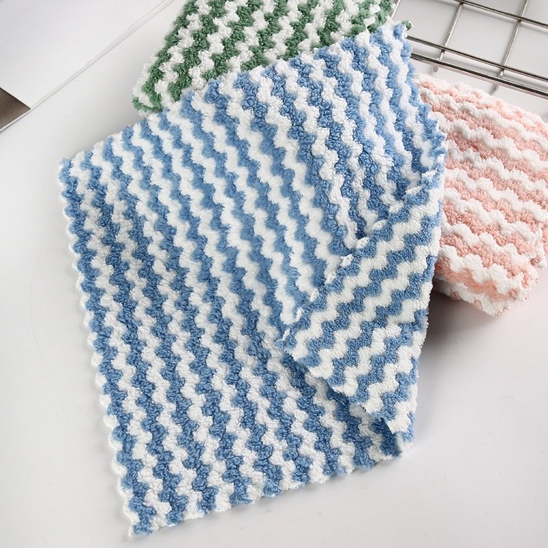 img_8616 10PC CORAL VELVET WATER ABSORBENT KITCHEN DISH TOWEL(MIX GREEN/PINK/BLUE) - Image 1