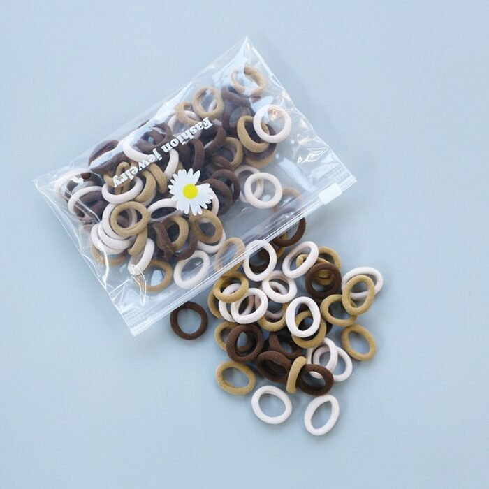 50Pcs quality Lot Small Rubber Band Doll Towel Hair Ring Colorful Nylon Head Ropes Black Elastic Hair Bands Ties For Girls Accessories(it doesn’t slack even after use) - Image 2
