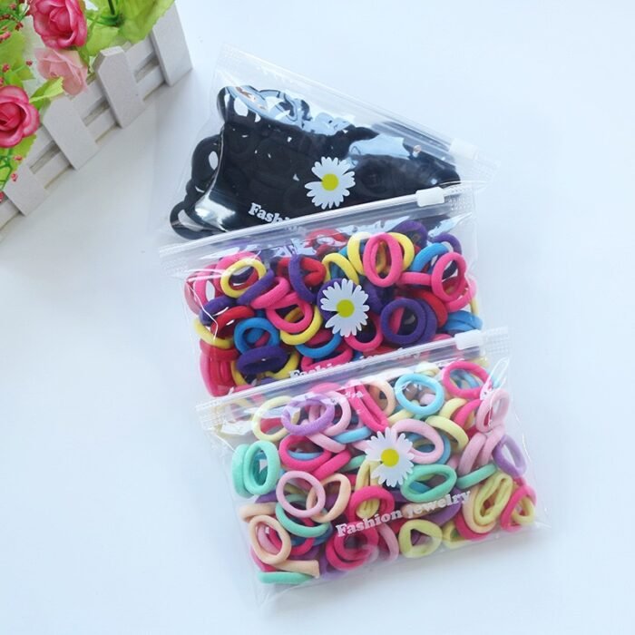50Pcs quality Lot Small Rubber Band Doll Towel Hair Ring Colorful Nylon Head Ropes Black Elastic Hair Bands Ties For Girls Accessories(it doesn’t slack even after use) - Image 3