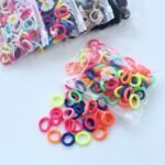 50Pcs quality Lot Small Rubber Band Doll Towel Hair Ring Colorful Nylon Head Ropes Black Elastic Hair Bands Ties For Girls Accessories(it doesn’t slack even after use)