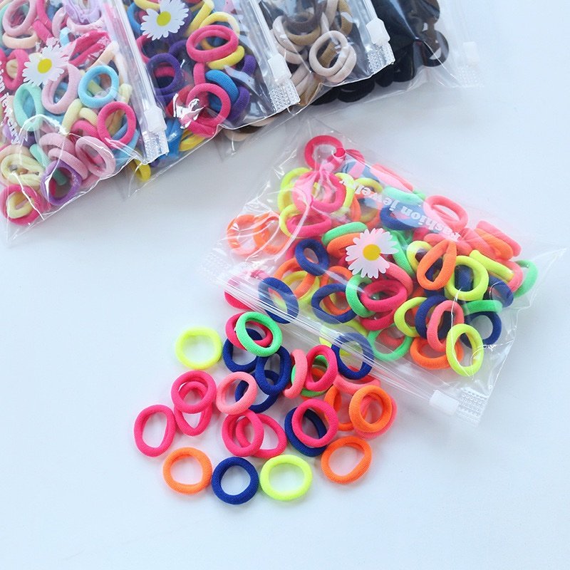 img_8652 50Pcs quality Lot Small Rubber Band Doll Towel Hair Ring Colorful Nylon Head Ropes Black Elastic Hair Bands Ties For Girls Accessories(it doesn’t slack even after use) - Image 1