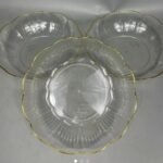 3PC 10INCH FANCY QUALITY RUBBER SALAD,FRUIY,DESSERT WITH GOLD RIM DECORATIVE SERVING DISH
