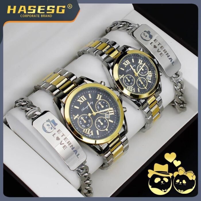 ETERNAL LOVE COUPLES WATCH AND BRACELET SET 💯 QUALITY•••Comes in a big fancy box - Image 3