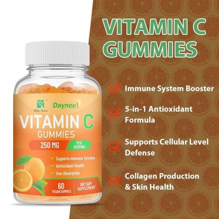 VITAMIN C GUMMIES(SUPPORT IMMUNE SYSTEM)
60pc gummies in a bottle - Image 2