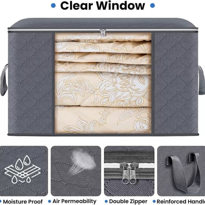 Thickened Fabric Storage Bag with Clear Window Large Capacity Clothes Quilt Organizer for Moving Home Moisture-Proof Packing Bag - Image 9