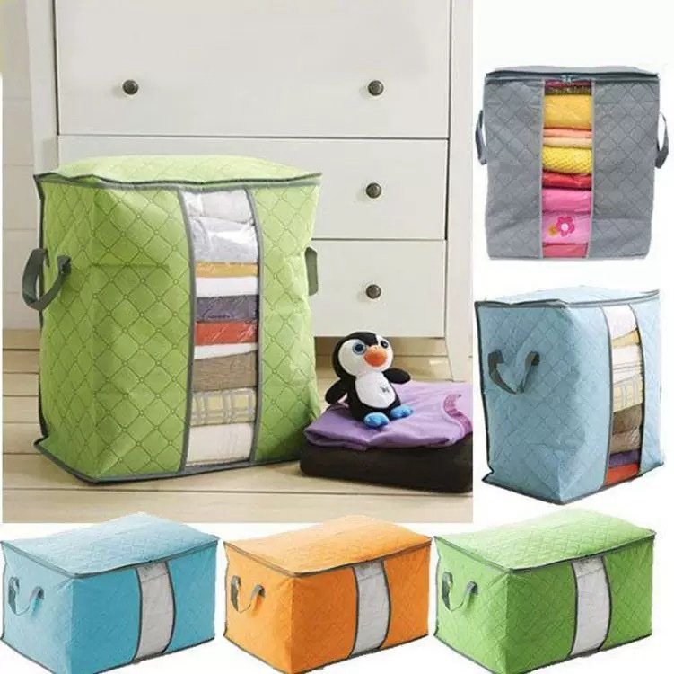 img_1832-2 Thickened Fabric Storage Bag with Clear Window Large Capacity Clothes Quilt Organizer for Moving Home Moisture-Proof Packing Bag - Image 1