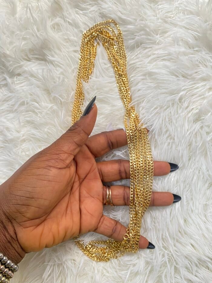 DURABLE SUNBELLE GOLD REPLICA CUBAN CHAIN DESIGN 3 (LONG AND TINY) - Image 2