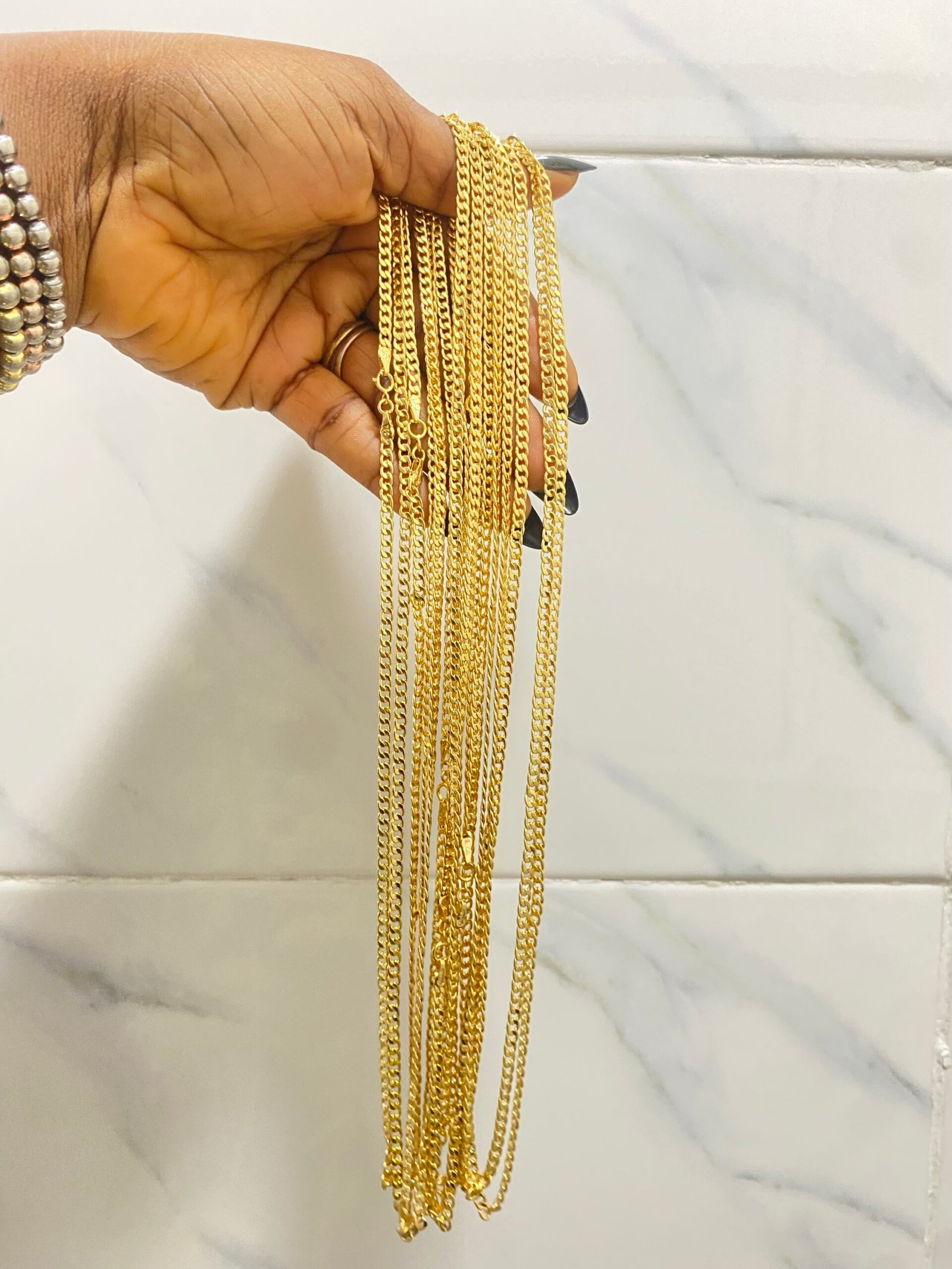 img_5599-2 DURABLE SUNBELLE GOLD REPLICA CUBAN CHAIN DESIGN 3 (LONG AND TINY) - Image 1