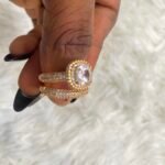QUALITY ZIRCONIA STEEL WEDDING RING NEW SET GOLD SIZE 8