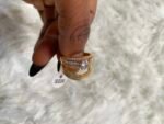 QUALITY ZIRCONIA STEEL WEDDING RING NEW SET GOLD SIZE 9