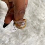 QUALITY ZIRCONIA STEEL WEDDING RING NEW SET GOLD SIZE 9
