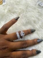 QUALITY ZIRCONIA STEEL WEDDING RING NEW SET SILVER - Image 2