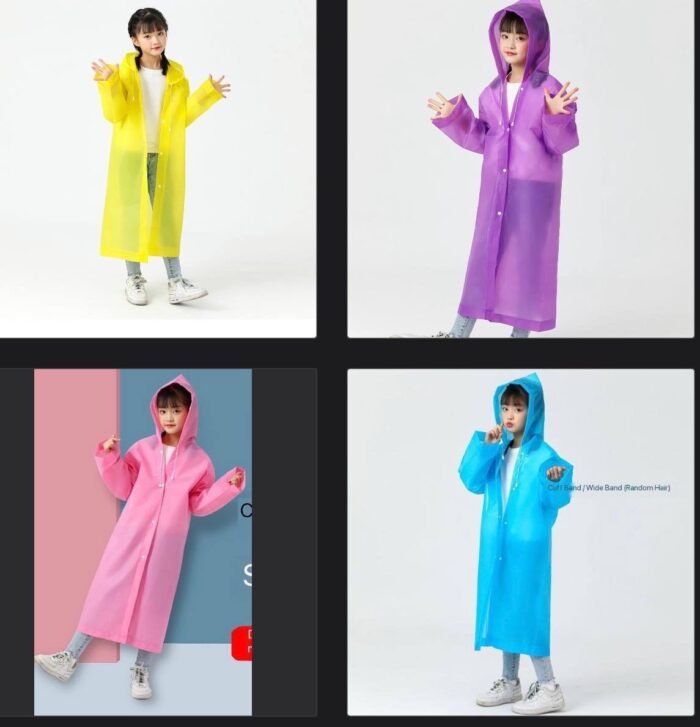 KIDS EVA HEAVY GUAGE WATERPROOF VINYL RAINCOAT - Image 3