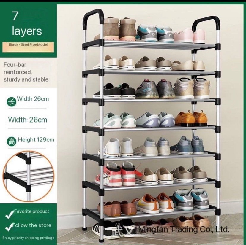 img_5855 (ON SALES) 7 STEP BIG IRON PIPE STRONG SHOE RACK(COMES IN A CARTON). BIG/MEDIUM SIZE ROD ROD - Image 1