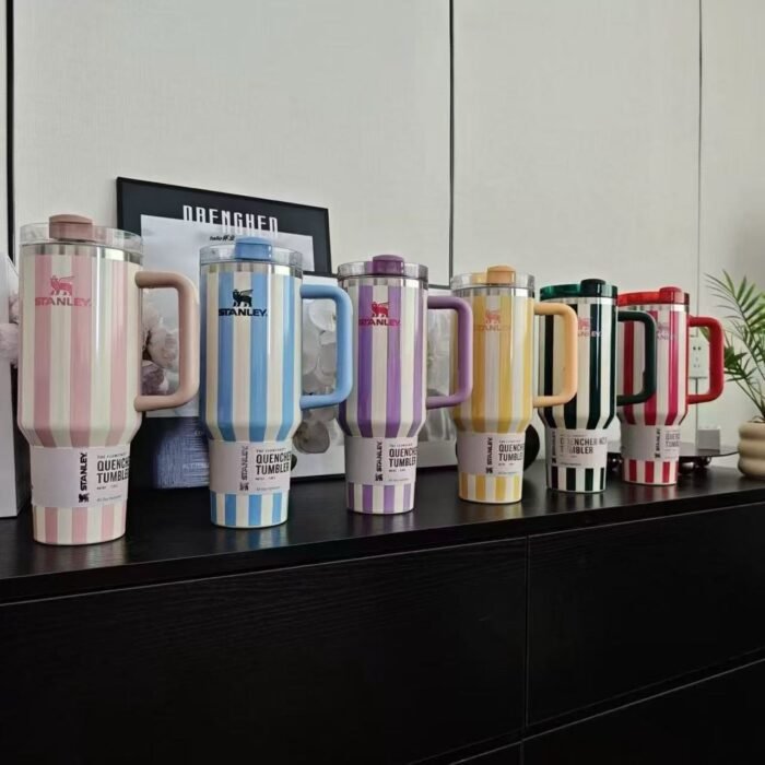 1.2LTR QUALITY ORIGINAL STRIPE STANLEY H20 QUENCHER CUP WITH STRAW DESIGN 3 - Image 2