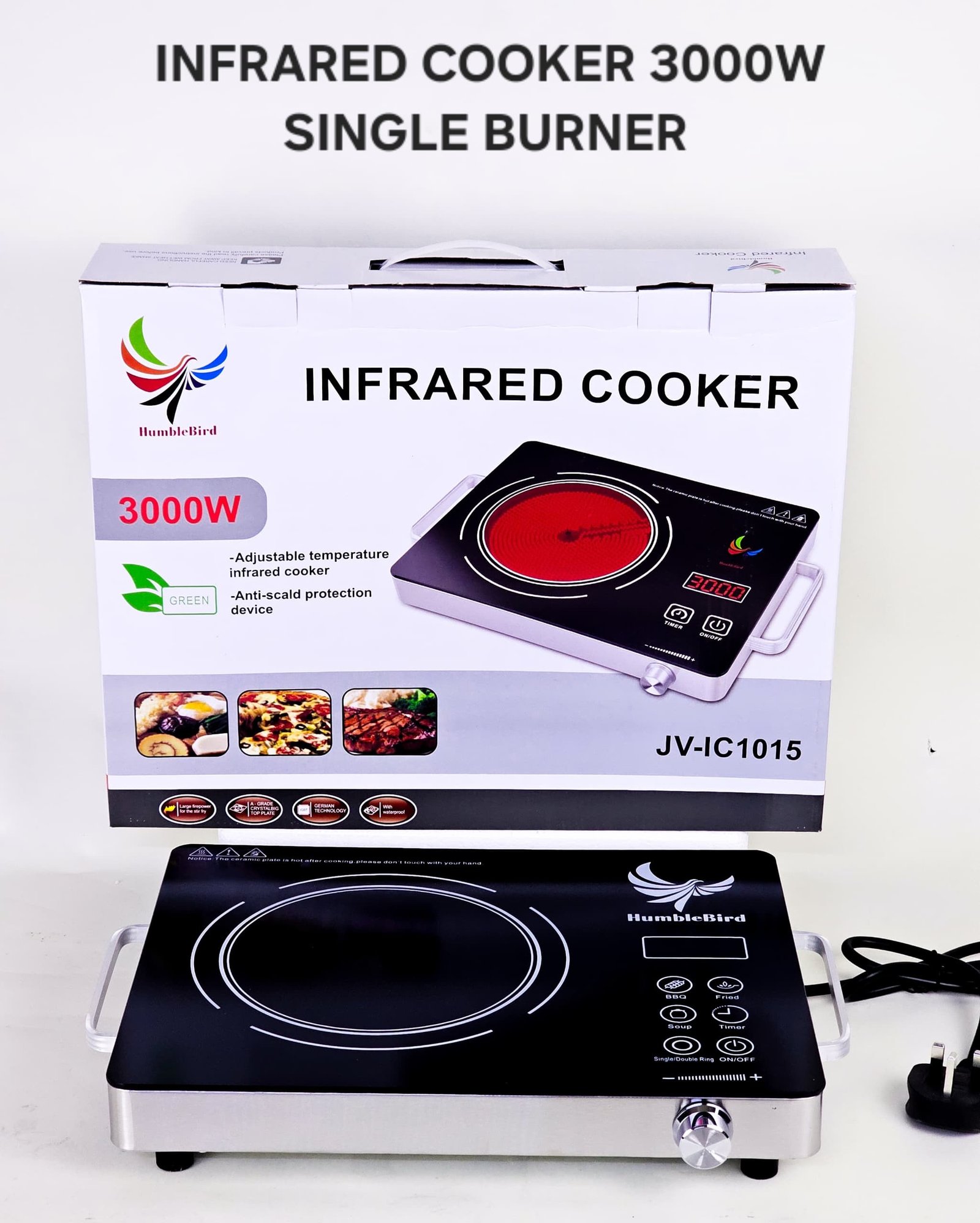 36f96239-1f1e-4337-96d3-079ea2511f74 3000WATT SINGLE FACE MAXIMUS INFRARED INDUCTION COOKER WITH WATER PROOF
Safe cooking
Precise temperature
Energy saving
Smart cooking - Image 1