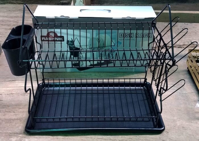 FANCY QUALITY DOUBLE STEP DISH RACK WITH CUP AND SPOON HOLDER Design 1 - Image 2