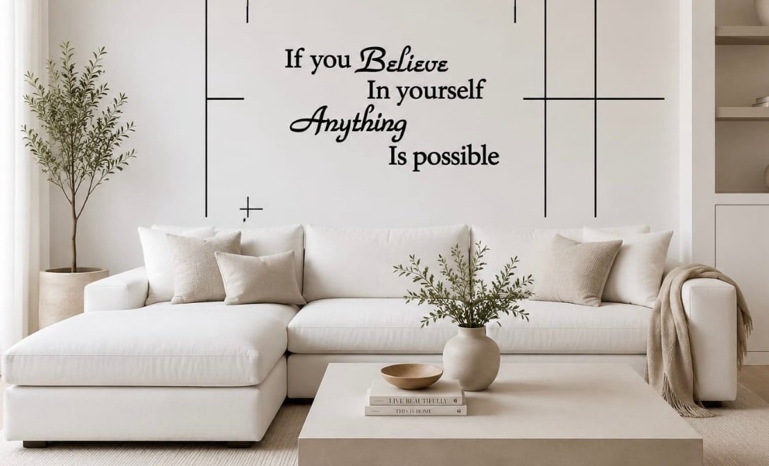 7bb9ae18-5c0f-4ae1-aeaf-4a538c1e56cc IF YOU BELIEVE IN YOURSELF ANYTHING IS POSSIBLE 3D ACRYLIC WALL DECOR STICKER(for living room,office space,bedroom,kitchen) - Image 1