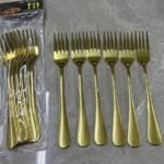 6PC QUALITY SHORT LENGTH GOLD CUTLERY SET(GOLD SPOON,GOLD FORK)