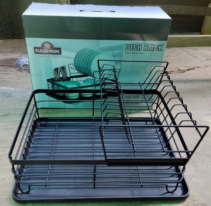 FANCY QUALITY DOUBLE STEP DISH RACK WITH CUP AND SPOON HOLDER DESIGN 3 - Image 2