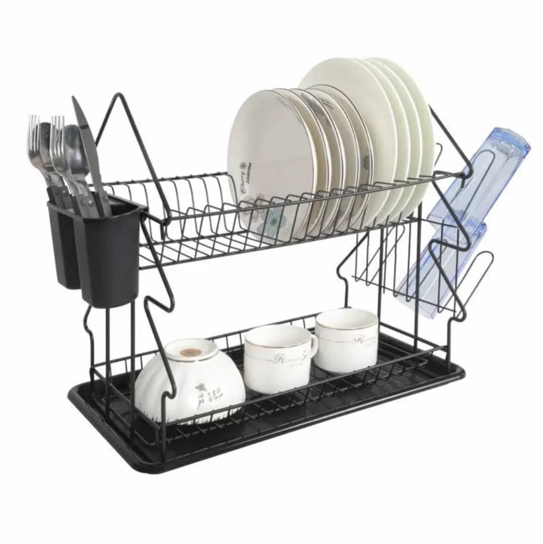 fa667b5c-603d-469b-abde-ea6e07569be0 FANCY QUALITY DOUBLE STEP DISH RACK WITH CUP AND SPOON HOLDER Design 1 - Image 1