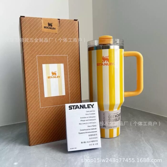 1.2LTR QUALITY ORIGINAL STRIPE STANLEY H20 QUENCHER CUP WITH STRAW DESIGN 3 - Image 4