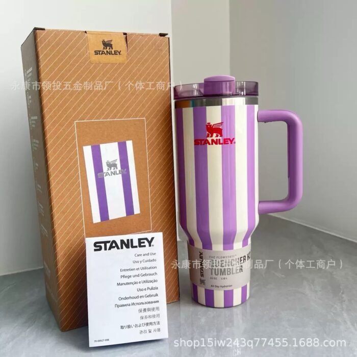 1.2LTR QUALITY ORIGINAL STRIPE STANLEY H20 QUENCHER CUP WITH STRAW DESIGN 3 - Image 5