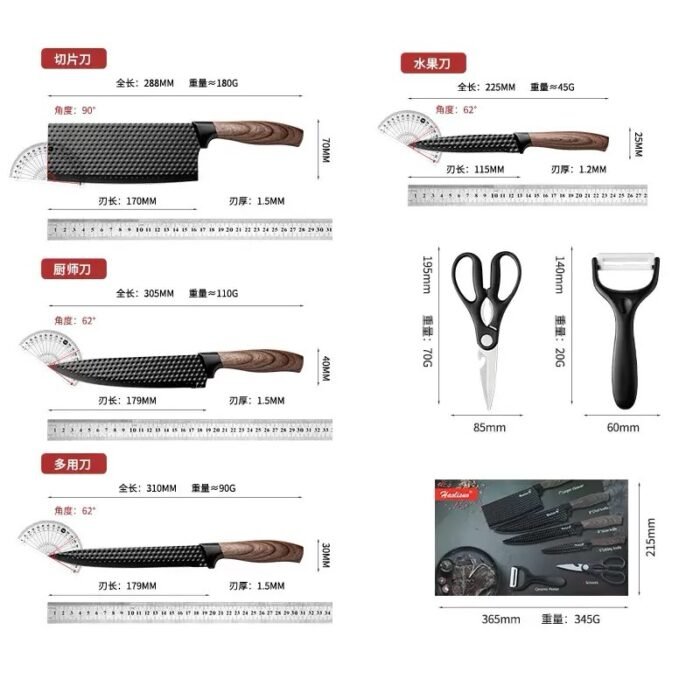 HIGH QUALITY WOODEN HANDLE KITCHEN KNIFE SET & PEELER(The knifes are very very very Sharp) - Image 6