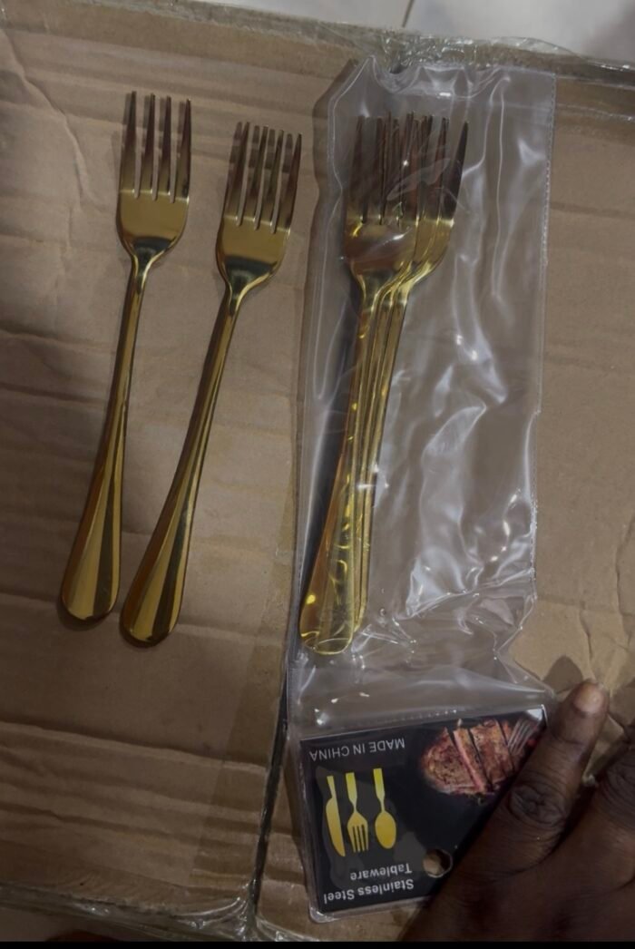 6PC QUALITY SHORT LENGTH GOLD CUTLERY SET(GOLD SPOON,GOLD FORK) - Image 3