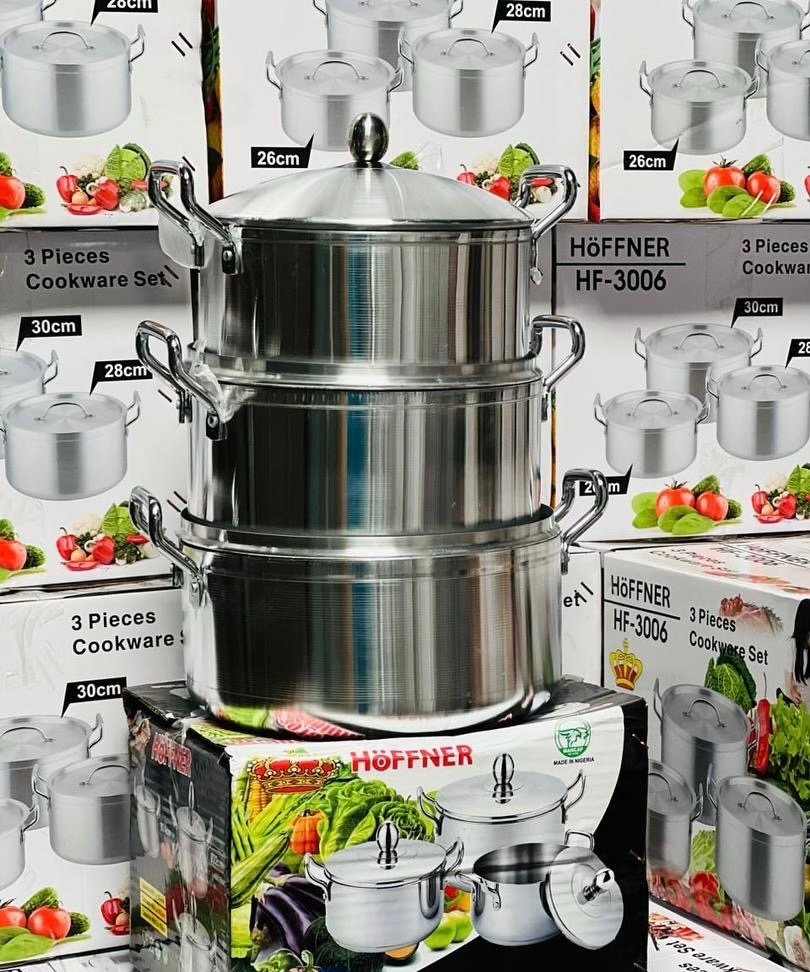 4b45779d-4f07-4803-8eb1-a32000b9494e 3PC HOFFNER ALUMINUM POT SET SIZE 18,20&22CM(3012) - Image 1