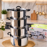 8PC HOFFNER HF-0804 QUALITY STAINLESS STEEL COOKWARE SET POT SIZE 20,22,24,26CM