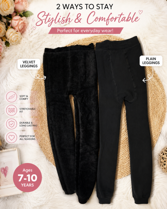 2 WAYS CUTE KIDDIES LEGGINS(Warm and comfy)AGE 8-10 - Image 3