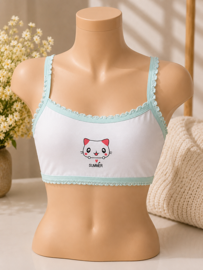 6PC COMBO DESIGN KIDDIES CUTE BRALETTE SINGLET AGE 6-8•••Random design selection - Image 7