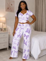 QUALITY 2PC LACEY TOP AND TROUSER NIGHT WEAR/LOUNGE WEAR DESIGN 1(SPANDEX MATERIAL) - Image 7