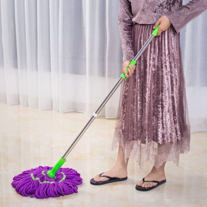 190GRAM SELF SQUEEZING OR TWISTING SPIN ROTATING COTTON PAD MOP(PURPLE AND GREEN COLOR) - Image 4