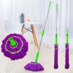190GRAM SELF SQUEEZING OR TWISTING SPIN ROTATING COTTON PAD MOP(PURPLE AND GREEN COLOR)