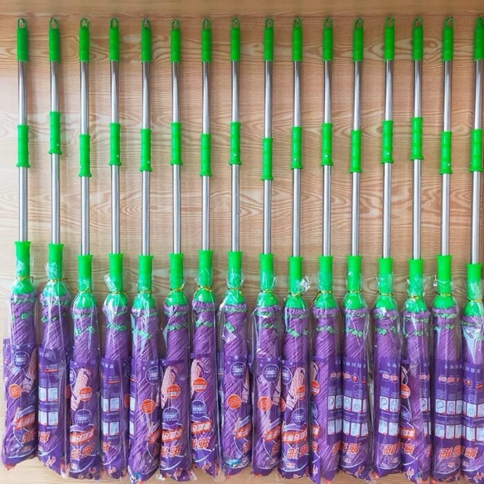 190GRAM SELF SQUEEZING OR TWISTING SPIN ROTATING COTTON PAD MOP(PURPLE AND GREEN COLOR) - Image 2