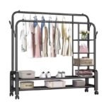 68KG QUALITY THICK DOUBLE IRON POLE/DOUBLE STEP CLOTHE RACK WITH 3 STEP SHELF AND TYRE(EXACT WEIGHT) BIGGEST SIZE 120*49*160CM - Image 2