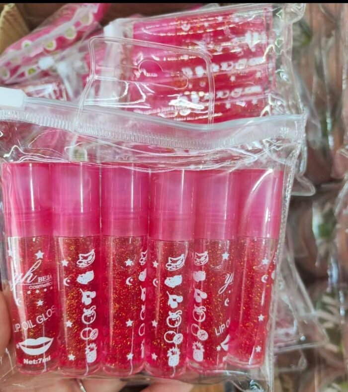 6PC TRANSPARENT WHITE LIP OIL GLOSS WITH GLITTERS(it’s not pink color but transparent white with shimmer) - Image 2
